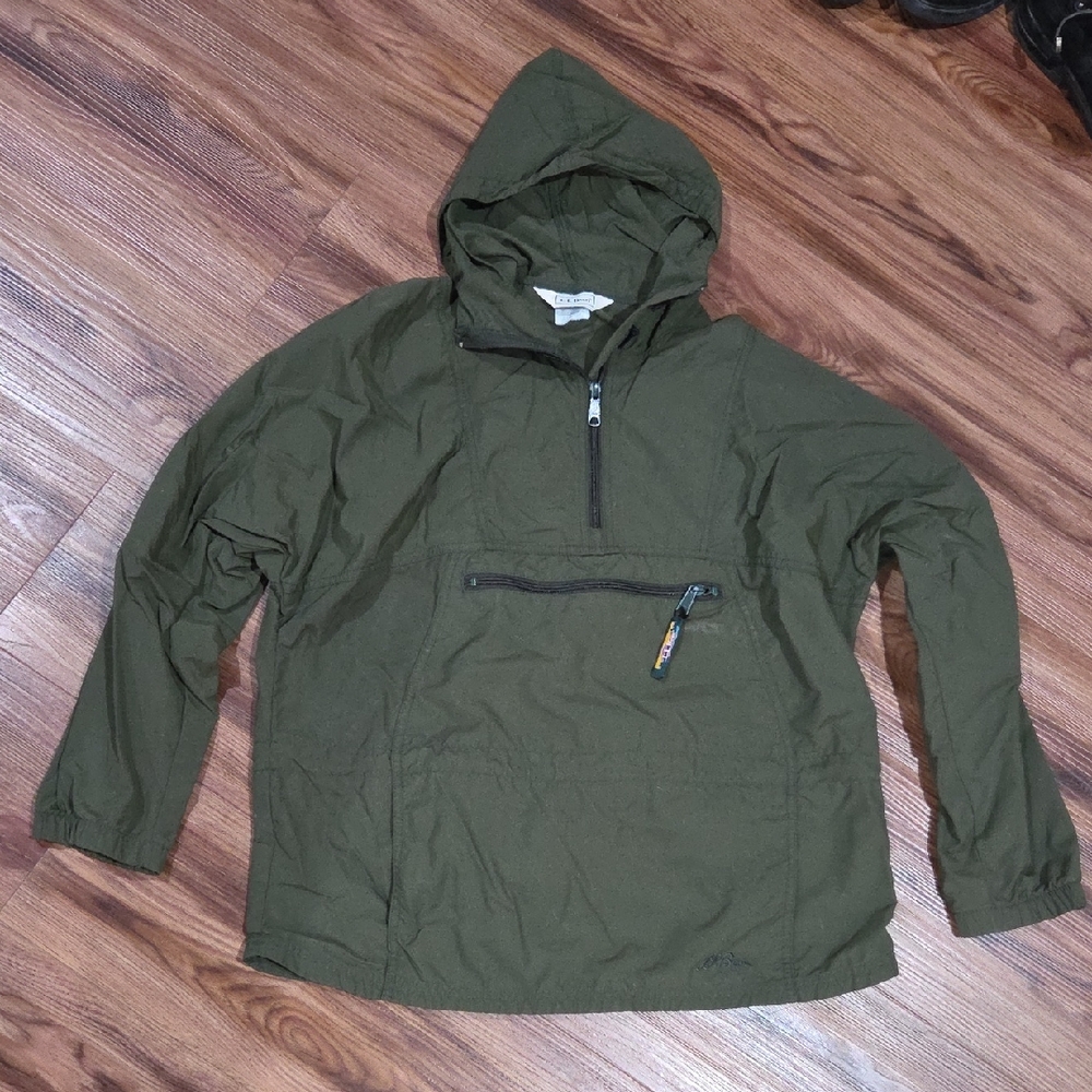 Vintage L.L. Bean Olive Hooded Windbreaker Jacket Size Small